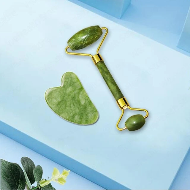 Jade Gua Sha & Face Roller Set