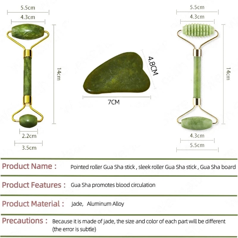 Jade Gua Sha & Face Roller Set